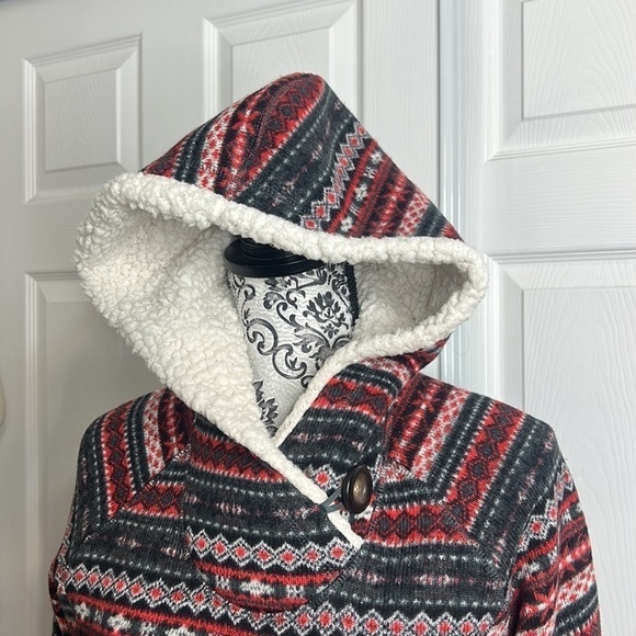 Koppen Nordic Fair Isle Fuzzy Warm Pullover M Red Black - Picture 2 of 6